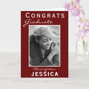 Modern Red Congrats Graduate Graduation Photo Card