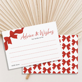 Modern Red Coquette Bow Advice and Wishes Card