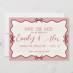 modern red & cream  save the date  invitation