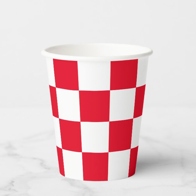 Modern Red Croatian Checkers Paper Cups (Front)