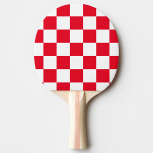 Modern Red Croatian Geometric Chequered Ping Pong Paddle