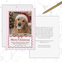 Modern Red Cute Dog Funny Christmas Card Pet Humou