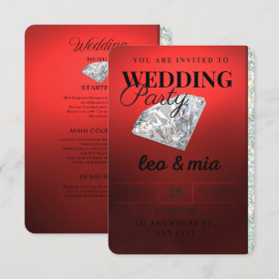 Modern Red Diamond Wedding Party Invitation