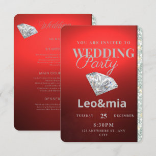 Modern Red Diamond Wedding Party Invitation