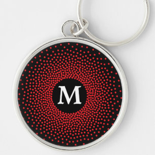 Modern Red Dot Pattern with MONOGRAM Keychain