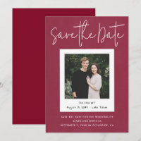 Modern Red Engagement Snapshot Photo Save the Date