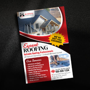Modern Red Expert Reliable Roofing Repair Shingle  Flyer