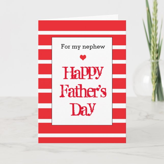 Modern Red Father's Day Nephew Card (Front)