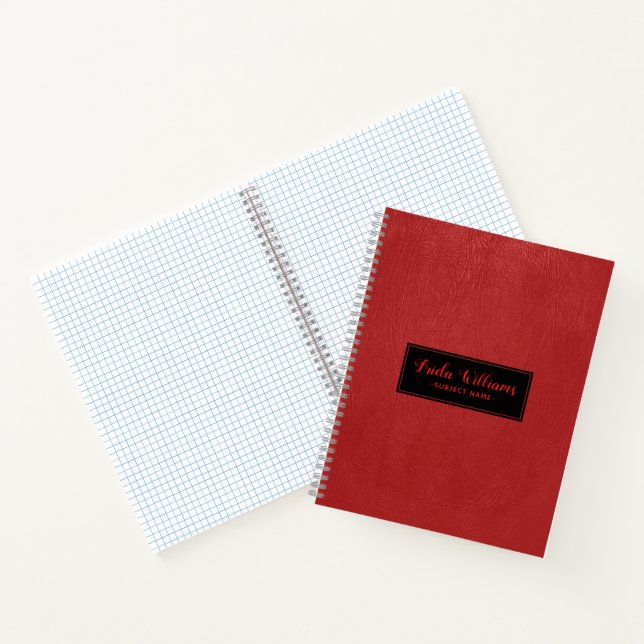 Modern Red Faux Leather Notebook (Inside)