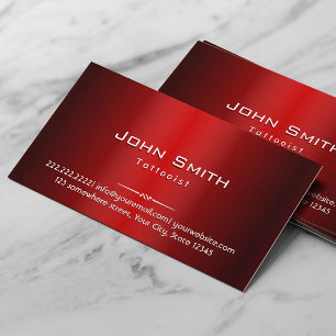 Modern Red Faux Metal Tattoo Art Business Card