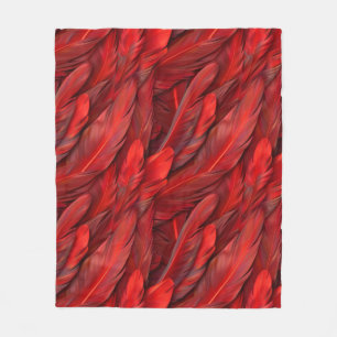 Modern red feathers fleece blanket