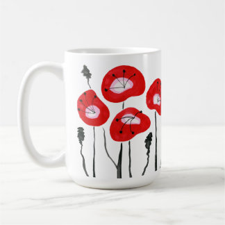Modern Red Field of Poppies Abstract Floral Gift Coffee Mug