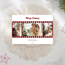 Modern Red Film Reel Photo Collage Christmas