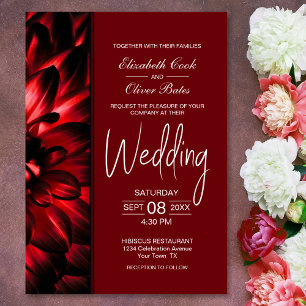 Modern Red Floral Wedding Invitation
