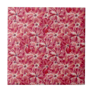 Modern Red Flowers Watercolor Floral Pattern Ceramic Tile