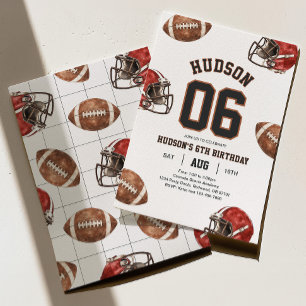 Modern Red Football Birthday Invitation