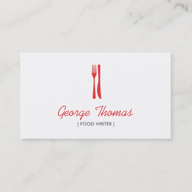 MODERN RED FORK & KNIFE LOGO Business Card (Front)