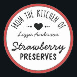 Modern Red From the Kitchen of Label<br><div class="desc">A strawberry red circle and heart design is simple and cute,  and with whimsical and playful typography,  it makes a lovely label for your homemade recipes. Perfect for jams,  jellies and breads.</div>