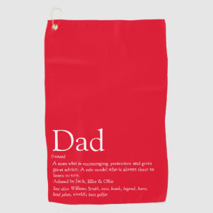 Modern Red Fun Cool Dad Daddy Father Definition Golf Towel