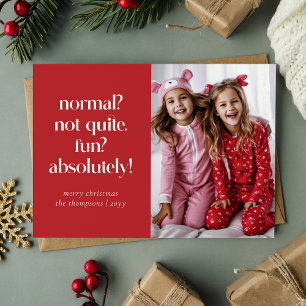 Modern Red Funny Family Photo Christmas Card