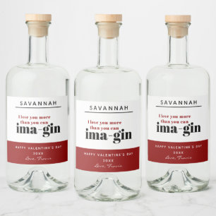 Modern Red Funny Gin Pun Happy Valentines Day Liquor Bottle Label