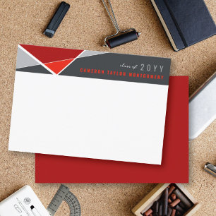 Modern Red Geometric Blocks Graduation Thank You Announcement