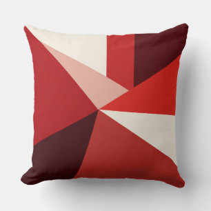 Modern Red Geometric Starburst Cushion