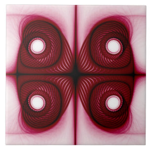 Modern red geometric structure ceramic tile