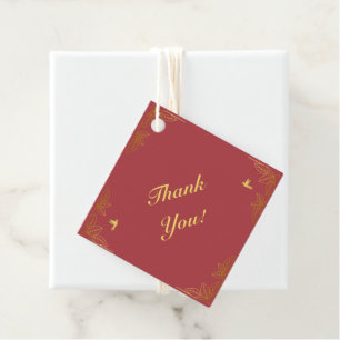Modern Red Gold 50 Fabulous Birthday Favour Tags