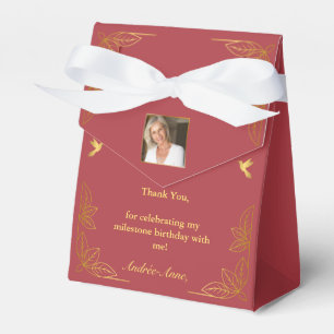 Modern Red Gold 50 Fabulous Birthday Photo Favour Box