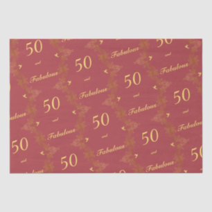 Modern Red Gold 50 Fabulous Birthday Tissue Paper