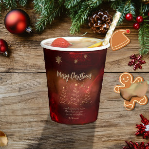 Modern Red Gold Christmas Tree Paper Cups