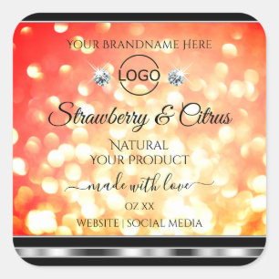 Modern Red Gold Glitter Product Labels Jewels Logo