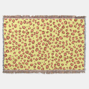 Modern Red Gold Leopard Animal Print Pattern Throw Blanket