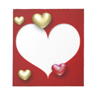 Modern Red Gold Valentine Hearts Notepad