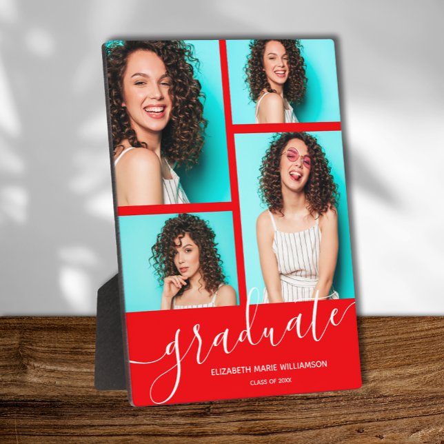 Modern Red Graduation Photo Keepsake Plaque (Creator Uploaded)