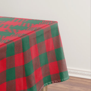 Modern Red Green Buffalo Plaid Christmas Pattern Tablecloth