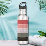 Modern Red Green Colour Block Personalised Name 710 Ml Water Bottle<br><div class="desc">Modern Red Green Colour Block Personalised Name Stainless Steel Water Bottle features a colourful and modern design in a colour-block pattern in shades of dark green and red with your personalised name. Perfect as a gift for Christmas, birthday, holidays, school, college, team building and more. Designed by © Evco Studio...</div>