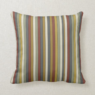 Modern red green cream yeillow striped cushion