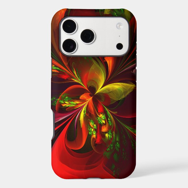 Modern Red Green Floral Abstract Art Pattern #05 (Back)