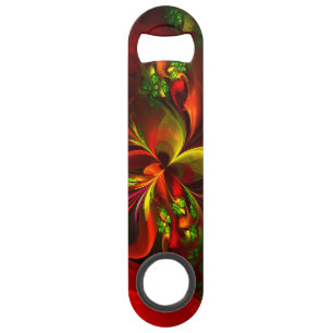 Modern Red Green Floral Abstract Art Pattern #05