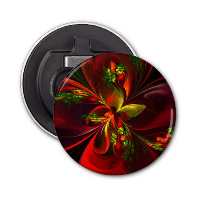 Modern Red Green Floral Abstract Art Pattern #05 Bottle Opener (Front)
