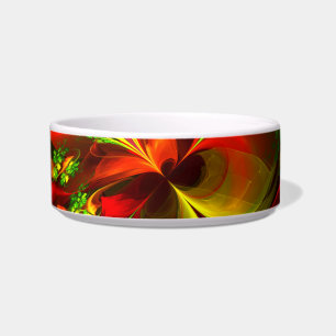 Modern Red Green Floral Abstract Art Pattern #05 Bowl
