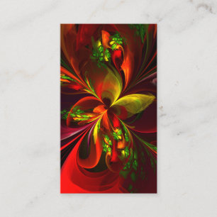 Modern Red Green Floral Abstract Art Pattern #05 Business Card
