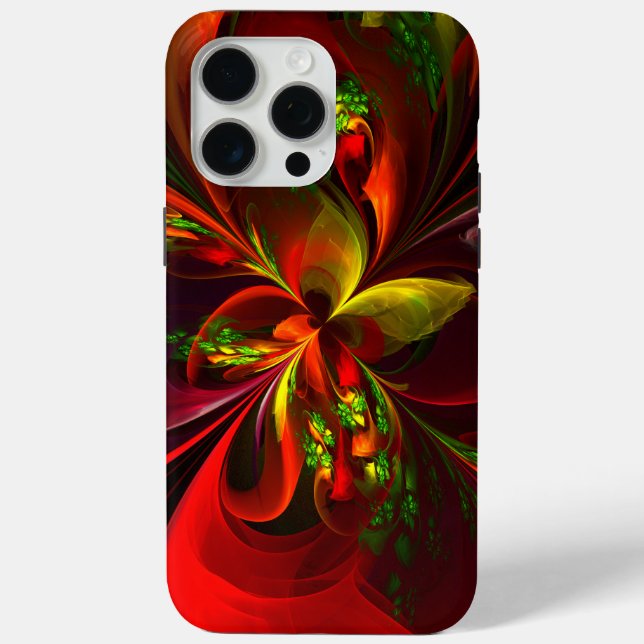 Modern Red Green Floral Abstract Art Pattern #05 Case-Mate iPhone Case (Back)