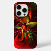 Modern Red Green Floral Abstract Art Pattern #05