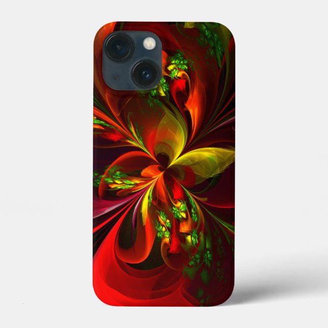 Modern Red Green Floral Abstract Art Pattern #05 Case-Mate iPhone Case (Back)