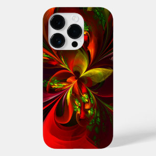 Modern Red Green Floral Abstract Art Pattern #05 Case-Mate iPhone 14 Pro Case