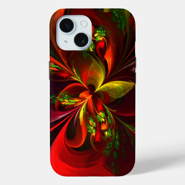 Modern Red Green Floral Abstract Art Pattern #05 Case-Mate iPhone Case (Back)