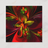 Modern Red Green Floral Abstract Art Pattern #05